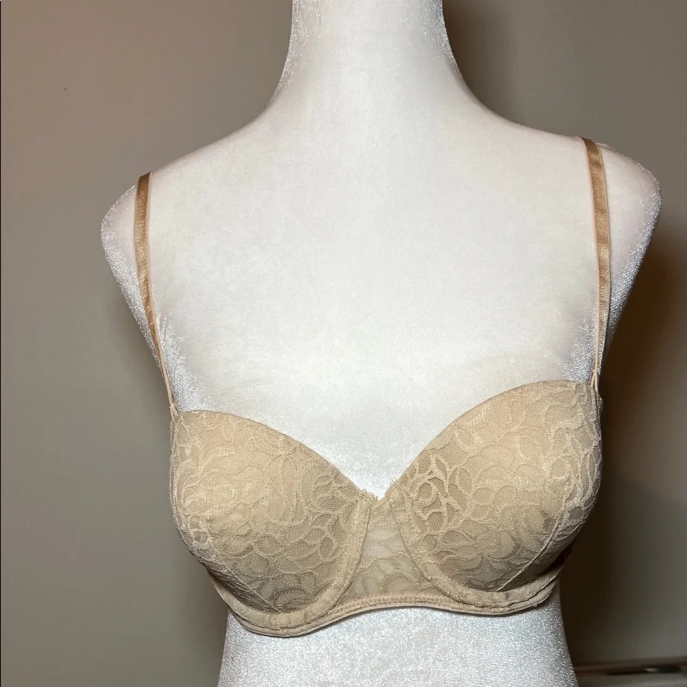 Maidenform Lace Underwire Balconette Bra - Beige Size B36  Convertible multi-way